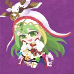  1girl :d alina_gray bad_id bad_twitter_id blonde_hair blush boots bow chibi deer_head feathered_wings full_body gera-magia green_eyes green_hair hands_on_own_face holy_alina knee_boots long_hair long_sleeves looking_at_viewer magia_record:_mahou_shoujo_madoka_magica_gaiden magical_girl mahou_shoujo_madoka_magica multicolored_hair muzzle official_alternate_costume open_mouth sidelocks skirt smile solo streaked_hair waist_bow white_footwear white_skirt wings 
