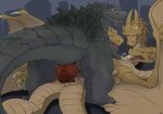  duo godzilla godzilla_(series) kaiju king_ghidorah male male/male toho unknown_artist 