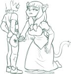  2023 5_fingers age_difference ankama anthro armwear bag big_breasts bottomwear breasts clothed clothed_anthro clothed_female clothed_human clothed_male clothing digital_drawing_(artwork) digital_media_(artwork) dofus dress duo ear_tuft ecaflip elbow_gloves eyebrows faceless_character faceless_human faceless_male felid female female_on_human fingers footwear freckles freckles_on_shoulders fur fur_tuft genitals glans gloves hair hand_on_hip hand_on_own_hip handjob handwear hi_res holding_bag holding_object human human_on_anthro humanoid_hands interspecies iris kneeling leaning leaning_forward long_hair looking_at_another looking_at_partner looking_up looking_up_at_partner male male/female male_on_anthro mammal miranda_(wakfu) monochrome motion_lines motion_outline older_anthro older_female open_mouth open_smile pants penile penis penis_through_fly pigtails poking_out prick_ears prostitution redout reluctant sex shirt shoes short_hair small_nose smile smiling_at_partner spiky_hair t-shirt tail three-quarter_view topwear tuft wakfu young younger_human younger_male 