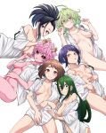  6+girls areola_slip ashido_mina asui_tsuyu blush boku_no_hero_academia breasts breasts_apart cleavage collarbone colored_skin cover forehead hagakure_tooru highres jirou_kyouka kobaji large_breasts linea_alba long_hair looking_at_viewer low-tied_long_hair lying medium_breasts multicolored_hair multiple_girls naked_shirt navel on_back on_side pink_skin shirt short_hair small_breasts smile streaked_hair unusually_visible uraraka_ochako white_shirt yaoyorozu_momo 