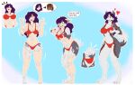  anthro bikini brown_body brown_fur brown_hair canid canine canis clothing crossgender domestic_dog duo female fur hair human humanoid husky hybrid korick17 male mammal maren_taverndatter nordic_sled_dog smile spitz standing swimwear transformation twokinds webcomic webcomic_character wolf zen_(twokinds) 