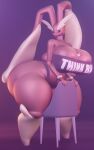  10:16 anthro between_breasts big_breasts big_butt blender_(software) blep breasts brown_body butt chair clothing darkdraketom female furniture generation_4_pokemon hi_res huge_butt hyper hyper_butt leaning_on_object looking_at_viewer lopunny navel nintendo panties pinup pokeball pokemon pokemon_(species) pose red_eyes solo text text_on_clothing thick_thighs tongue tongue_out topwear tube_top underwear wide_hips 