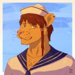  anthro clothing felid feline male mammal piercing sailor sailor_hat sailor_uniform solo suit to(matto)3 