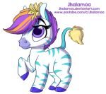 accessory all_fours ambiguous_gender equid equine eyelashes feral flower flower_in_hair fur hair hair_accessory hasbro hooves jhalamoo littlest_pet_shop mammal plant purple_hair solo striped_body striped_fur stripes tail tail_tuft tuft zebra zinnia_gardner 