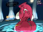  anthro big_butt big_pecs big_penis breath_of_the_wild butt genitals gesture growth hi_res huge_butt human humanoid hylian hyper hyper_butt hyper_pecs link mammal marine moon nintendo pecs penis pool prince_sidon the_legend_of_zelda thumbs_up water zora 