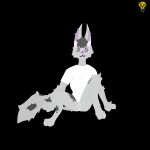  aft3r_d4rk anthro black_background canid canine canis cheek_tuft clothing dark_spots digital_media_(artwork) facial_tuft female fur genitals grey_body grey_fur hi_res lavender(aft3r_d4rk) lineless mammal pink_eyes pink_nose pussy shirt simple_background smile solo spots spotted_body spotted_fur tail topwear tuft white_clothing white_shirt white_topwear wolf 