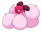  &lt;3 anthro big_breasts big_butt breasts butt danielle_(dewy-eyedboy) dewy-eyedboy featureless_breasts female hair hi_res huge_breasts huge_butt huge_thighs hyper hyper_breasts hyper_butt hyper_thighs lagomorph leporid lying mammal motion_lines on_front pink_body pink_hair rabbit simple_background simple_eyes smile solo thick_thighs 