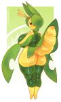  absurd_res anthro big_breasts big_butt breasts butt ctankomega featureless_feet feet female generation_5_pokemon hi_res huge_breasts leavanny looking_at_viewer looking_back nintendo pokemon pokemon_(species) rear_view simple_background solo 