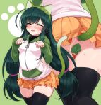  1girl anal anal_object_insertion anal_tail animal_ears black_thighhighs butt_plug cameltoe cat_ears cat_tail fake_animal_ears fake_tail green_hair highres hood hooded_jacket jacket long_hair long_sleeves maebari miniskirt null_(nyanpyoun) object_insertion orange_skirt paw_pose pleated_skirt sex_toy skindentation skirt solo tail thighhighs touhoku_zunko voiceroid zettai_ryouiki 