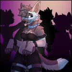  absurd_res anthro apexyotie bdsm bondage bound bra canid canine canis clothing collar coyote female hi_res mammal muzzle_(object) muzzled solo underwear 