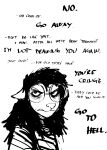  2023 angry anthro black_and_white comic dialogue didelphid english_text eyewear female glasses hi_res hladilnik mammal marsupial marylin_(hladilnik) monochrome offscreen_character solo text 