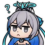  1girl bronya_zaychik bronya_zaychik_(herrscher_of_truth) chibi crown dress drill_hair grey_eyes grey_hair hair_between_eyes hair_ornament high_ponytail honkai_(series) honkai_impact_3rd long_hair open_mouth solo standing transparent_background 