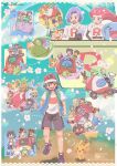  6+boys 6+girls arms_behind_back arms_behind_head artist_name ash_ketchum backpack bag baseball_cap black_hair blonde_hair blue_hair blue_jacket bonnie_(pokemon) brock_(pokemon) brown_hair bulbasaur charmander cherry_blossoms chespin chestnut_mouth chibi chikorita chimchar chloe_(pokemon) cilan_(pokemon) clemont_(pokemon) closed_eyes closed_mouth cyndaquil dated dawn_(pokemon) diagonal_stripes falling_petals fennekin froakie goh_(pokemon) green_bag green_hair grookey hands_on_own_hips hands_up hat head_rest highres ichi_(pikapikapocket) iris_(pokemon) jacket james_(pokemon) jessie_(pokemon) kiawe_(pokemon) lana_(pokemon) lapras lillie_(pokemon) litten lying mallow_(pokemon) max_(pokemon) maxie_(pokemon) may_(pokemon) meowth misty_(pokemon) mudkip multiple_boys multiple_girls on_back on_stomach open_mouth oshawott pants petals pikachu piplup pointing pokemon pokemon_(anime) polka_dot polka_dot_background popplio red_hair red_headwear riding riding_pokemon rowlet scorbunny serena_(pokemon) shirt shoes shorts sitting smile snivy sobble sophocles_(pokemon) squirtle standing standing_on_one_leg starter_pokemon_trio striped tepig togepi torchic totodile tracey_sketchit treecko turtwig twitter_username v-shaped_eyebrows vertical_stripes vest walking white_shirt wobbuffet 