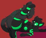  absurd_res anthro anthro_on_anthro areola black_body black_fur breasts canid canine cheek_tuft donya duo facial_tuft fox fur genitals glans goo_creature green_areola green_body green_fur green_glans green_markings green_nipples gynomorph gynomorph/male gynomorph_penetrated hair herm_(lore) hi_res intersex intersex/male intersex_penetrated lying male male_penetrating male_penetrating_gynomorph male_penetrating_intersex mammal markings narrowed_eyes nipples on_back penetration penis razor_morg sex table_lotus_position tuft 