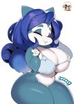  2023 anthro belly big_breasts bikini blue_body blue_fur blue_hair blueberry_(inkit89) breast_squish breasts cleavage clothed clothing curvaceous curvy_figure digital_drawing_(artwork) digital_media_(artwork) eyelashes eyeliner eyes_closed female fingers fur generation_1_pokemon hair hi_res hourglass_figure huge_breasts inkit89 long_hair makeup multicolored_body multicolored_fur navel nintendo nipple_outline pokemon pokemon_(species) simple_background skimpy skimpy_bikini slightly_chubby smile snorlax solo squish swimwear thick_thighs two_tone_body two_tone_fur under_boob voluptuous watermark white_background white_body white_fur wide_hips 
