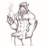  2021 absurd_res akama balls blizzard_entertainment bodily_fluids broken_(warcraft) face_tentacles frown genital_fluids genitals hi_res hood humanoid humanoid_genitalia humanoid_penis magic magic_user male maragondi navel nipples nude pecs penis precum pubes solo tentacles warcraft 