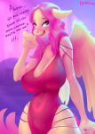  &lt;3 &lt;3_eyes 2023 anthro artist_name big_breasts biped breasts cleavage clothed clothing digital_media_(artwork) dress english_text equid equine feathered_wings feathers female fluttershy_(mlp) friendship_is_magic fur hair hasbro hi_res horse long_hair lyahim mammal monochrome_fur my_little_pony nervous_smile open_mouth open_smile pegasus pink_hair pony red_clothing red_dress smile solo text wide_hips wings yellow_body yellow_fur yellow_wings 