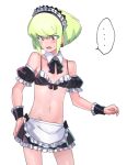  ... 1boy alternate_costume apron bikini black_bikini black_bow black_bowtie black_skirt black_wrist_cuffs blush bow bowtie colored_eyelashes cowboy_shot crossdressing detached_collar detached_sleeves embarrassed green_hair groin hand_on_own_hip lio_fotia maid maid_apron maid_bikini maid_headdress male_focus miniskirt navel ns1123 open_mouth otoko_no_ko promare puffy_detached_sleeves puffy_sleeves purple_eyes short_hair sidelocks simple_background skirt solo spoken_ellipsis standing sweatdrop swimsuit unconventional_maid v-shaped_eyebrows white_background 