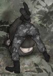  2boys ass bara black_hair boots call_of_duty call_of_duty:_modern_warfare_2 camouflage camouflage_pants forest full_body g0atbra1nz ghost_(modern_warfare_2) highres leg_lock male_focus multiple_boys nature pants sexually_suggestive soap_(modern_warfare_2) thick_eyebrows wrestling yaoi 