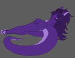  absurd_res anthro anus breasts butt dragon drakya_(voirath) female genitals hair hi_res horn long_hair long_tail lying nails pawpads paws purple_body purple_eyes pussy smile smiling_at_viewer solo spread_butt spread_pussy spreading tail trifeagon voirath 