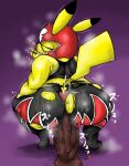  ajujurabu big_butt big_penis bodily_fluids butt female generation_1_pokemon genitals hi_res hot_dogging lizet male male/female mask nintendo penis pikachu pokemon pokemon_(species) sex spats steam sweat 