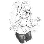  anthro areola big_breasts big_ears blush blush_lines breasts clothing cotton_tail eyelashes female floppy_ears genitals gloves grey_clothing grey_legwear grey_thigh_highs handwear head_tuft hi_res lagomorph legwear leporid looking_at_viewer lop_ears mammal mature_female mawstrife navel nipples pussy rabbit sega simple_background smile solo sonic_the_hedgehog_(series) thick_thighs thigh_highs tuft vanilla_the_rabbit white_background wide_hips 