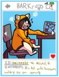  anthro balls blazblue blush caught clothing computer dating_app dating_profile domestic_cat embarrassed english_text eye_patch eyewear felid feline felis genitals hi_res hoodie jubei_(blazblue) kayadult looking_at_porn male male/male mammal masturbation mature_male penis pornography solo text topwear 