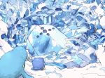  aomon_(yuuji7604) highres ice looking_at_another no_humans piplup pokemon pokemon_(creature) regice sealeo snow spheal 