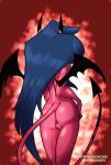  big_butt blue_hair bodily_fluids butt demon demon_humanoid female genitals hair helluva_boss hi_res horn humanoid infamousspidr78 kiki_(helluva_boss) nude pussy red_eyes solo succubus tail thick_thighs wings 