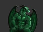  anthro dragon gigachad green_body green_scales hi_res male markings meme mercrantos_(character) muscular nipples purple-blep reaction_image scales simple_background sitting solo wings 