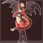  2017 3_toes anthro blanca-d blonde_hair breasts digitigrade dragon featureless_breasts featureless_crotch feet female hair hand_on_tail horn membrane_(anatomy) membranous_wings nude red_body simple_background smile solo tail toes transformania_time wings 