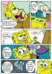  anthro cephalopod coleoid comic detailed_background dialogue group hi_res male marine mollusk nickelodeon octopodiform octopus on_model pancaketiffy sea_sponge spanish_text speech_bubble spongebob_squarepants spongebob_squarepants_(character) squidward_tentacles squilliam_fancyson text toony trio 