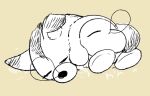  animal_ears awoofy closed_eyes commentary_request kirby_(series) kirby_and_the_forgotten_land kmitty no_humans nose_bubble partially_colored simple_background sleeping tail waddle_dee 