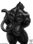  2023 anthro back_muscles barazoku biceps big_butt big_muscles black_body black_fur butt digital_media_(artwork) felid fur glistening glistening_eyes hi_res jugg4 male mammal muscular muscular_anthro muscular_male muscular_thighs pantherine quads simple_background solo tail thick_thighs white_background 