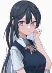  absurdres black_hair glasses grey_eyes hair_ornament hairclip highres long_hair love_live! love_live!_nijigasaki_high_school_idol_club masami_atabe nijigasaki_academy_school_uniform ribbon school_uniform signature yuuki_setsuna_(love_live!) 