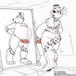  animate_inanimate anthro balls belly belly_inflation big_belly canid canine canis cudacore dalmatian domestic_dog erection genitals hi_res inflation living_plushie male mammal navel navel_popping outie_navel pascal_(cudacore) paws penis plushie solo 