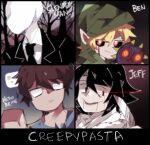  ben_drowned black_eyes black_hair blonde_hair blood blood_on_face brown_hair ciiel colored_skin creepypasta faceless forest heart herobrine jacket jeff_the_killer knife minecraft nature night pointy_ears slender_man solid_eyes the_legend_of_zelda the_legend_of_zelda:_majora&#039;s_mask tuxedo white_jacket white_skin 