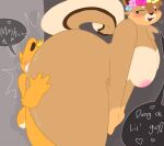 anthro bear big_butt bodily_fluids butt butt_crush chipmunk chippy_(smokin-chip) dominant dominant_female duo facesitting female ground_squirrel hi_res male male/female mammal nipples pixile_studios rodent sciurid sitting_on_another smokin-chip speech_bubble squish super_animal_royale sweat sweatdrop tree_squirrel twinkie_(nm41) 