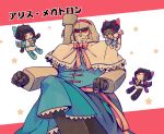  alice_margatroid alice_margatroid_(cosplay) blue_dress bow bowtie capelet character_request clenched_teeth commentary cosplay decepticon dress frilled_dress frills hairband kanon_(rsl) megatron pink_bow pink_bowtie red_hairband robot star_(symbol) teeth touhou transformers white_capelet 