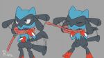  absurd_res anthro bdsm blush blush_lines bondage bound collar collar_pull fan_character generation_4_pokemon hi_res male nintendo pokemon pokemon_(species) riolu rioni solo tail tail_motion tailwag zorio 