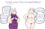  abunbot anthro big_breasts blush boss_monster bovid breasts caprine clothed clothing digital_media_(artwork) female fur goat hi_res horn humanoid mammal mature_female nipples simple_background solo text toriel undertale undertale_(series) white_body white_fur 
