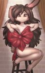  anthro elronya fan_character female furniture hair hi_res inside lagomorph leporid long_hair mammal photo_shoot rabbit ribbons ronya sitting solo stool 