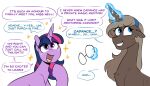  accessory blue_eyes blush dialogue duo english_text equid equine fan_character female friendship_is_magic hair_accessory hairband hasbro horn mammal my_little_pony parch_well_(oc) purple_eyes redxbacon sparkles text twilight_sparkle_(mlp) unicorn 