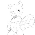  1:1 anthro beaver belly belly_markings big_tail black_and_white buckteeth foreskin freckles genitals happy_tree_friends male male/male mammal markings monochrome nekotanyanneko penis rodent sketch small_penis solo tail teeth toothy_(htf) 