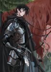  1boy armor atie1225 black_hair cape fantasy horse keith_(voltron) knight male_focus purple_eyes scar scar_on_face sheath sheathed solo sword voltron:_legendary_defender voltron_(series) weapon 