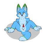  alpha_channel anatomically_correct anatomically_correct_genitalia anthro anus blue_body blue_fur blush blush_lines brown_eyes canid canine fox front_view fur gaping gaping_anus genitals knot male mammal nipples penis permafrox permafrox_(character) simple_background solo spread_legs spreading tail transparent_background 