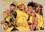  4boys bad_id bad_tumblr_id belt bracelet cigarette closed_eyes earrings english_commentary from_below hat hol_horse jacket jewelry jojo_no_kimyou_na_bouken kotteri multiple_boys n&#039;doul one_eye_closed shirt short_hair simple_background smile terence_t._d&#039;arby upper_body 