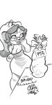  big_breasts big_butt breasts butt clothed clothing coffekitten dildo dress eyelashes eyewear female fur furniture gift gift_bow gift_tag gift_wrapped glasses hand_on_face head_tuft hi_res humanoid hunie_(doodlebunnyart) lagomorph leporid long_ears mammal markings monochrome note ps5_console rabbit scut_tail sex_toy short_tail signature simple_background smile solo spots spotted_body spotted_fur spotted_markings stare staring_down table tail tape thick_thighs tuft 