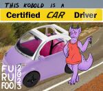  anthro barbie_car car claws clothing collage convertible digitigrade dress female furufoo horn kobold meme purple scalie tail third-party_edit toy toy_car vehicle 