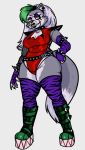  animatronic anthro armwear belt big_breasts boots bracelet breasts canid canine canis cleavage clothed clothing collar dipstick_tail ear_piercing ear_ring eyeshadow facial_markings facial_piercing female fishnet fishnet_armwear five_nights_at_freddy&#039;s five_nights_at_freddy&#039;s:_security_breach footwear fur green_clothing green_footwear green_highlights green_shoes grey_body grey_fur grey_hair hair hand_on_hip head_markings highlights_(coloring) jewelry knee_boots knee_highs legwear leotard machine makeup mammal markings nose_piercing nose_ring peachrot piercing purple_armwear purple_clothing purple_eyeshadow purple_legwear red_clothing red_leotard ring_piercing robot roxanne_wolf_(fnaf) scottgames shoes shoulder_pads simple_background smile solo spiked_bracelet spiked_collar spikes steel_wool_studios tail tail_markings thick_thighs white_background wide_hips wolf yellow_eyes 